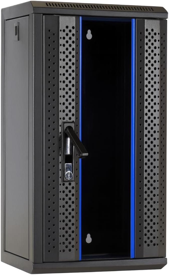 DSIT 12 HE - 10 Zoll Serverschrank - mit Glastür (BxTxH) 312x310x618mm - Schwarz - Abschliessbar - f