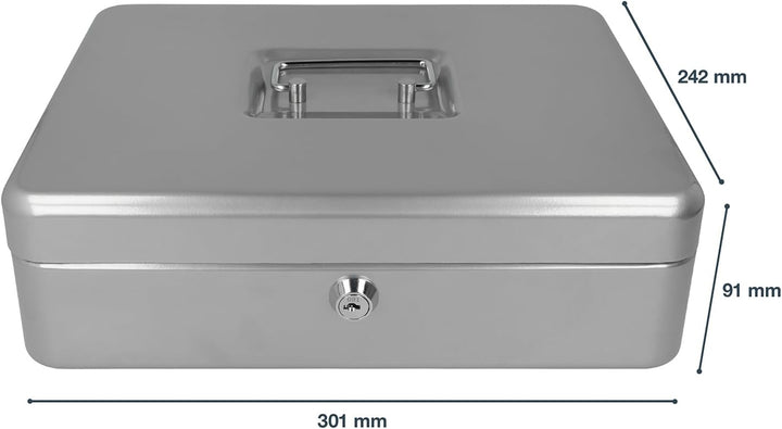 Westcott Geldkassette aus Stahlblech, 301x242x91 mm, abschliessbar, mit 2 Schlüsseln und Hartgeldein