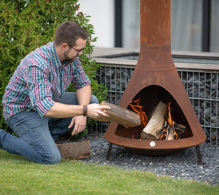 WESTMANN Gartenofen | 70x70x160 cm Rost | Gartenkamin aus pulverbeschichtetem Stahl | Feuerstelle fü