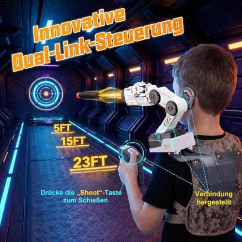 Starnearby Smart Tracking Mechanical Arm Foam Blaster, Schultermontierter Roboterarm mit Sensor, Ste