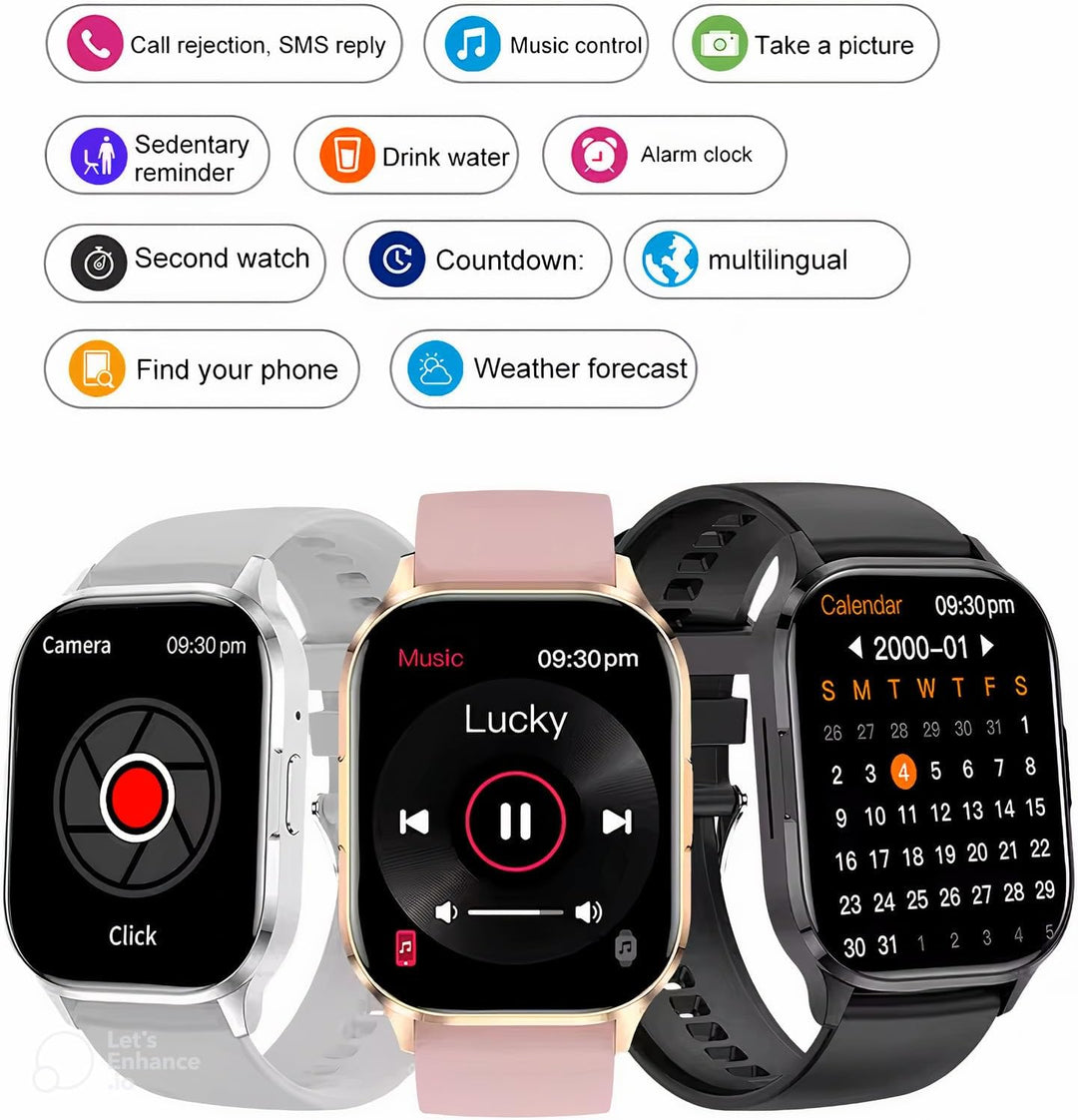 Bliknes K21 Smartwatch 2,01 Zoll für Damen Herren mit Telefonfunktion und Benachrichtigungen, kompat