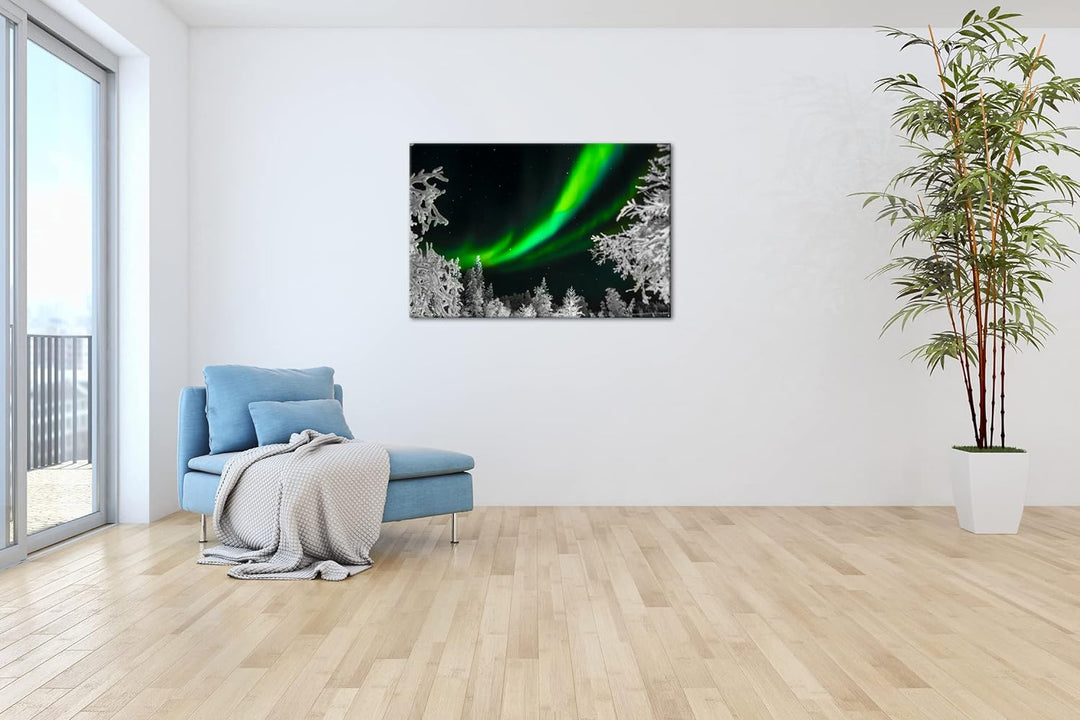 deyoli Atemberaubende Nordlichter Format:90x60 cm als Leinwandbild, Motiv fertig gerahmt auf Echthol