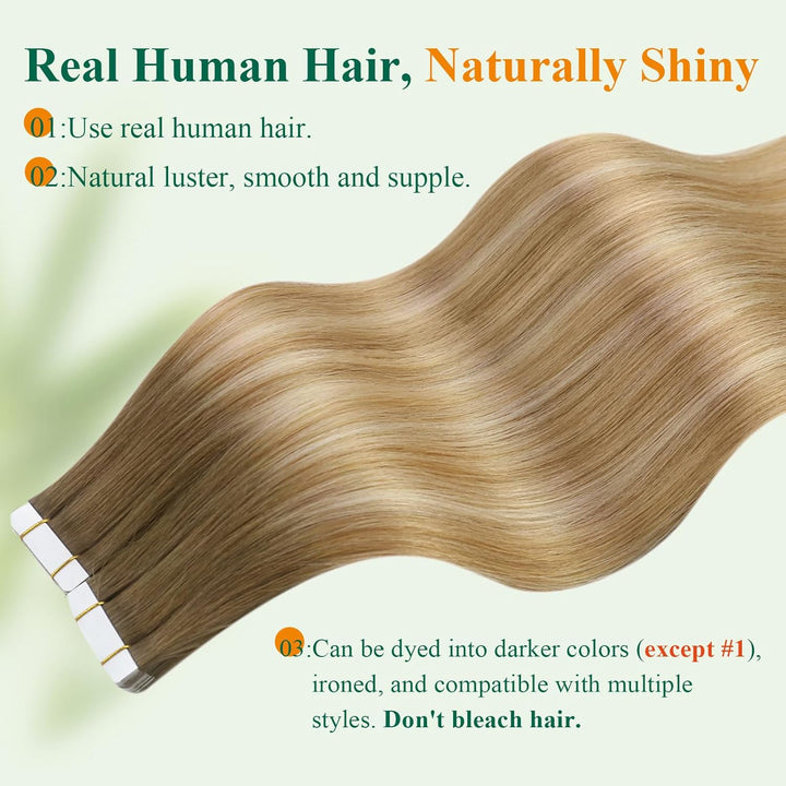 Easyouth Tape in Extensions Echthaar Balayage Tape in Haar Extensions Remy Menschenhaar Tape in Echt