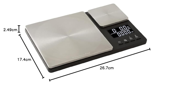 KitchenAid digitale Lebensmittel-Waage mit zwei Plattformen, wiegt zwischen 5000g und 500g Schwarz E