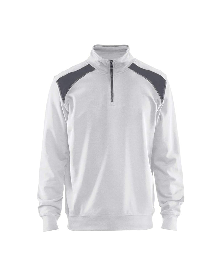 Blaklader 335311581094XS Sweater mit Half-Zip 2-Farbig, Weiss/Grau, Grösse XS