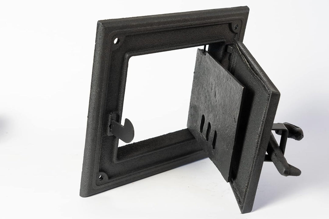 SEZAM Ofentür aus Gusseisen für Feuerstellen mit Dichtschnur - mit Türriegel, Brotofentür - Steinofe