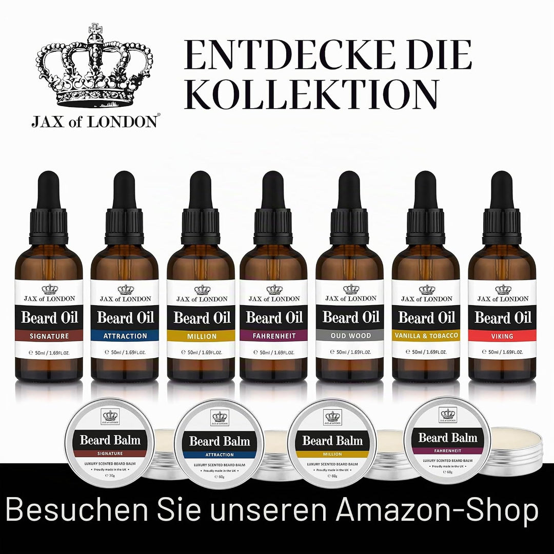 Jax of London Signature Bartöl für Männer 50 ml, Bartpflegeöl, Bartwachstumsöl für Männer, Bestehend