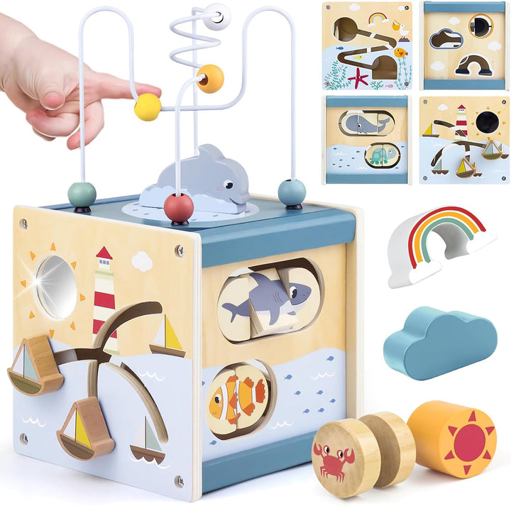 Airlab Motorikwürfel ab 1 Jahr, Motorikspielzeug Baby Activity Würfel, Montessori Spielwürfel für Ki