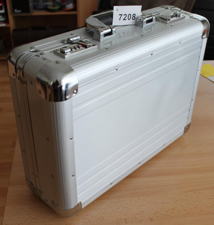Aktenkoffer (7) D208 Alu-silber 15,4" Attachèkoffer LUXUS für Manager 45cm Dermata/lefox