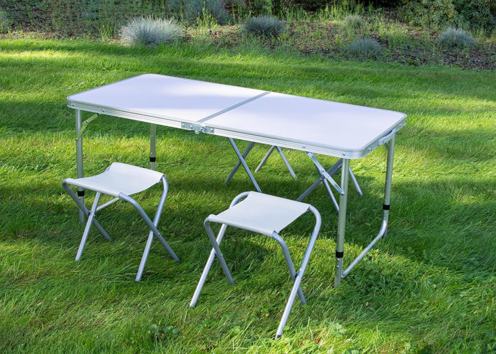 JUMI Klappbarer Campingtisch - Beistelltisch mit 4er Stuhle Set, Klapptisch zum Camping, Multifunkti