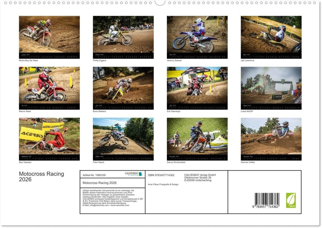 Motocross Racing 2026 (hochwertiger Premium Wandkalender 2026 DIN A2 quer), Kunstdruck in Hochglanz: