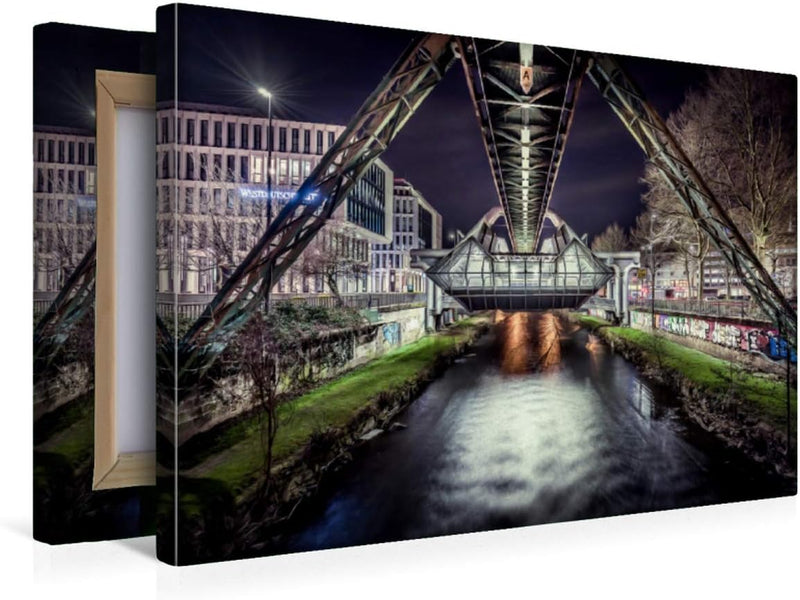 Premium Textil-Leinwand 45 x 30 cm Quer-Format Schwebebahnstation Wuppertal | Wandbild, HD-Bild auf