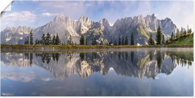 ARTland Poster Kunstdruck Wandposter Bild ohne Rahmen 100x50 cm Querformat Landschaft Berge Alpen Bä