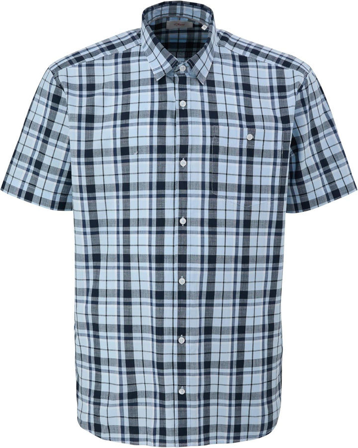 s.Oliver Herren Hemd Kurzarm XXL Blau 50n2, XXL Blau 50n2