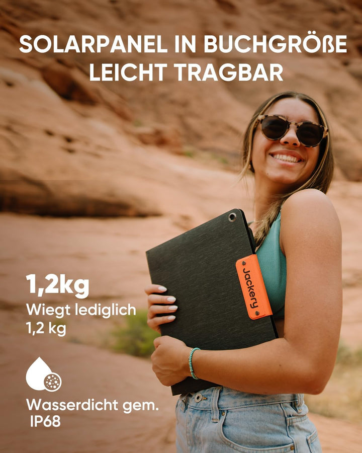 Jackery Solargenerator 300 Plus 40W Mini, 288Wh Tragbares Kraftwerk mit 40W Solarmodul in Buchgrösse