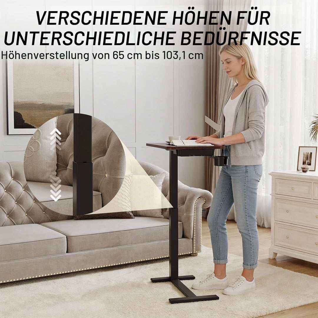 Betttisch auf Rollen Höhenverstellbar,Computertisch Stehpult auf Rollen Tisch Holz Pflegetisch Krank
