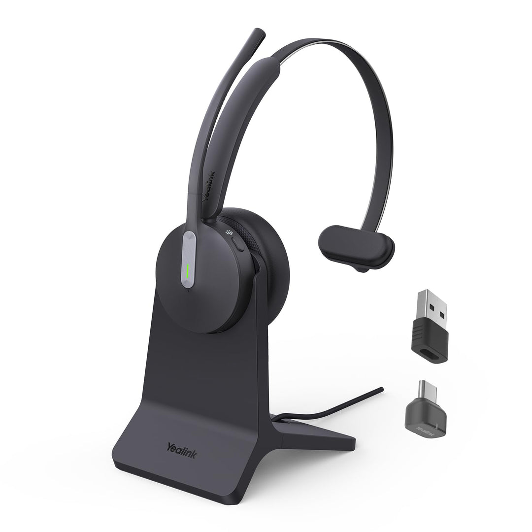 Yealink BH70 mit Ständer Bluetooth Headset mit Mikrofon für homeoffice, bis zu 35h Gesprächszeit, Te