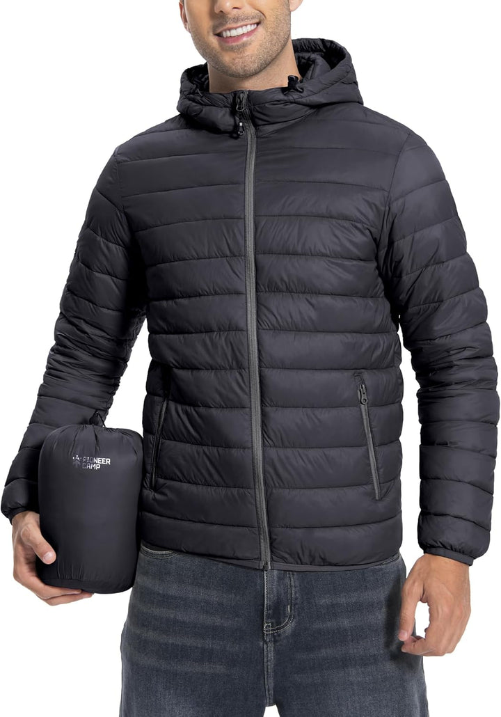 Herren Steppjacke Leichte Daunenjacken Winterjacke Übergangsjacke Outdoorjacke mit Kapuze und 6 Tasc