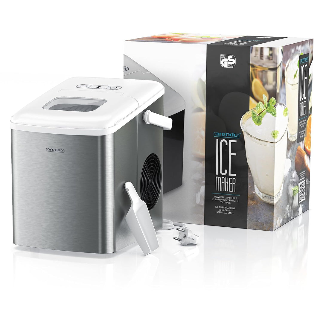 Arendo - Eiswürfelmaschine Edelstahl - Testsieger 2021 - Eiswürfelbereiter Edelstahl - Ice Cube Make