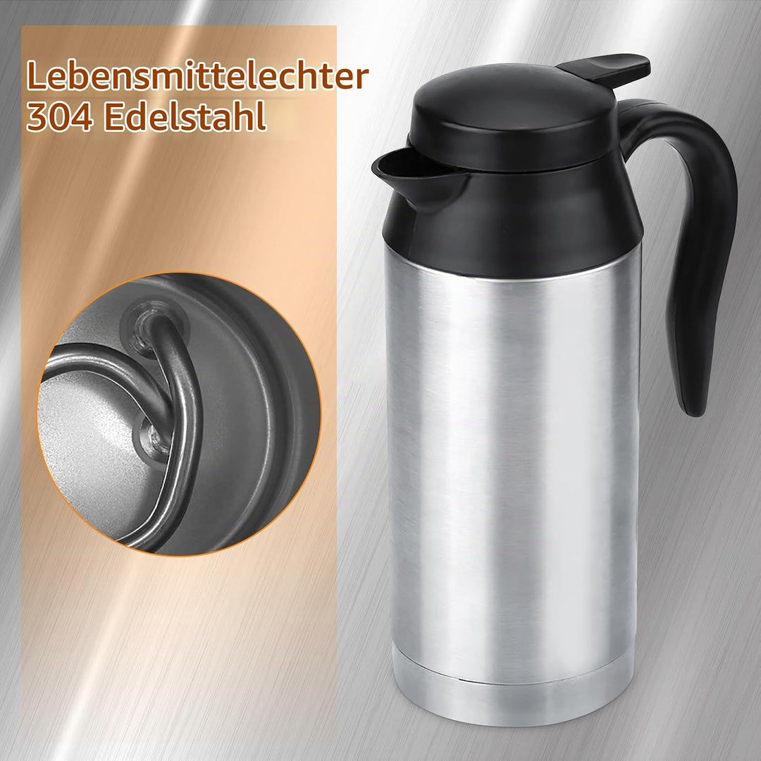 Auto Wasserkocher 12V 120W 750ml Edelstahl Reisewasserkocher Autowasserkocher mit Zigarettenanzünder