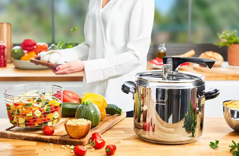 Lagostina Schnellkochtopf La Classica Lagofusion, Ø 24 cm, Fassungsvermögen 9 l, mit Korb, Rezeptbuc