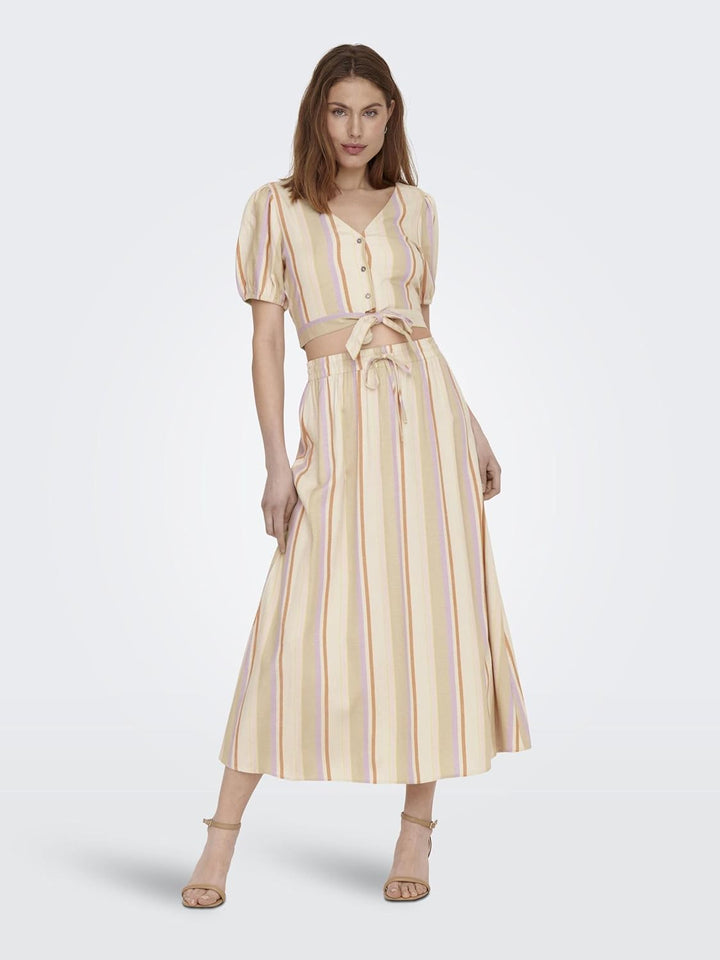 ONLY & SONS Damen Onltine Midi Skirt Wvn S Whitecap Gray/Stripes:purple Rose + Orange Peel + Irish C