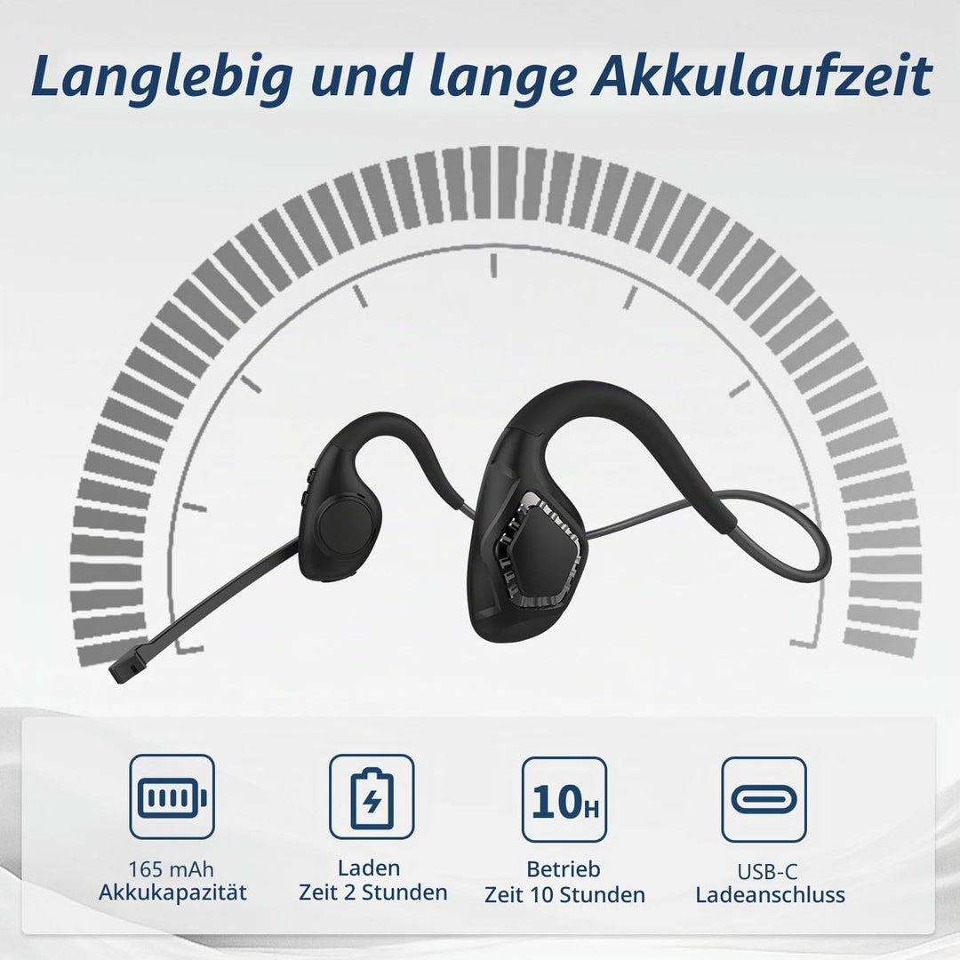 BANIGIPA Bluetooth-Headset mit Boom-Mikrofon, Kopfhörer mit offenem Ohr und Mikrofon mit Geräuschunt