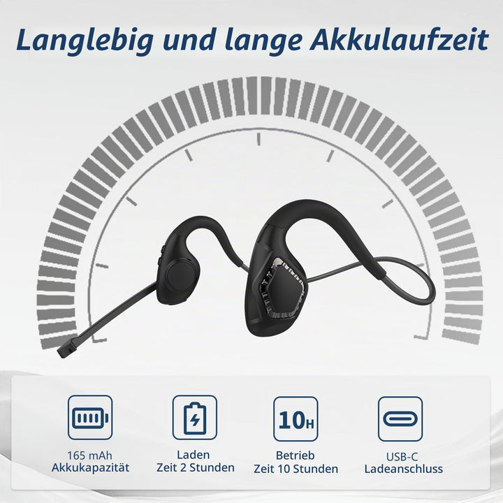 BANIGIPA Bluetooth-Headset mit Boom-Mikrofon, Kopfhörer mit offenem Ohr und Mikrofon mit Geräuschunt