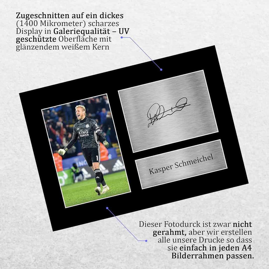 HWC Trading A4 Kasper Schmeichel Leicester City Gifts gedrucktes signiertes Autogramm Bild für Fussb