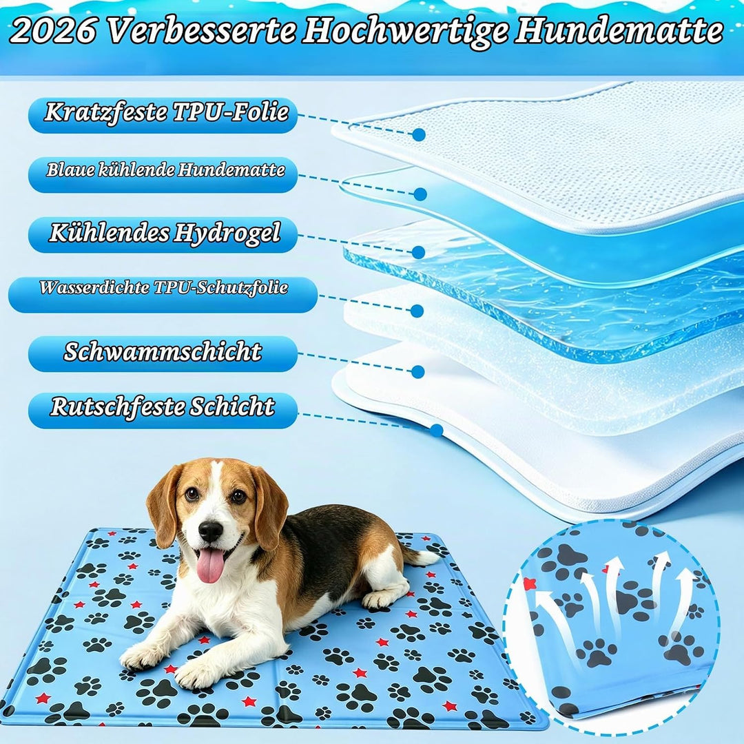 Kühlmatte Hund 60 x 50 cm, Kühlmatte für Hunde &amp; Katzen Faltbare, Kühldecke für Haustiere Leicht Rei