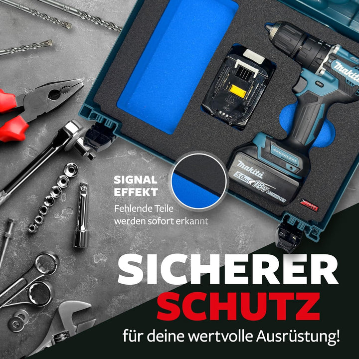 APTEX Schaumeinlage passend für Makita Akku-Schlagbohrschrauber DHP487 für MakPac Gr. 1-2