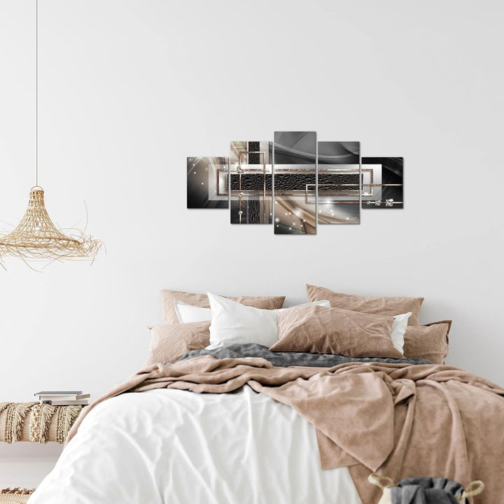 Runa Art Wandbilder Abstrakt 5 Teilig Bild auf Vlies Leinwand Deko Wohnzimmer Schlafzimmer Diamant B