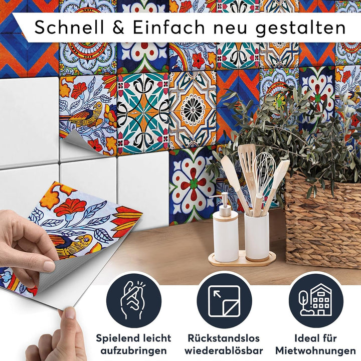 CREATISTO Mosaik-Fliesen Fliesensticker Fliesenfolie - Hochwertige Aufkleber Sticker für Fliesen I K