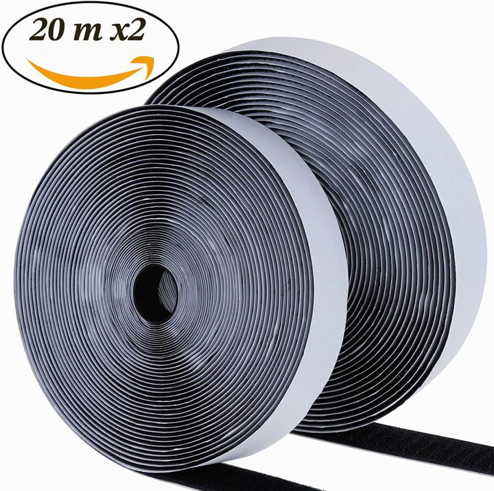 Blooven Klettband Selbstklebend 20 Meter Extra Stark, Doppelseitig Klebende mit Klettverschluss 20mm