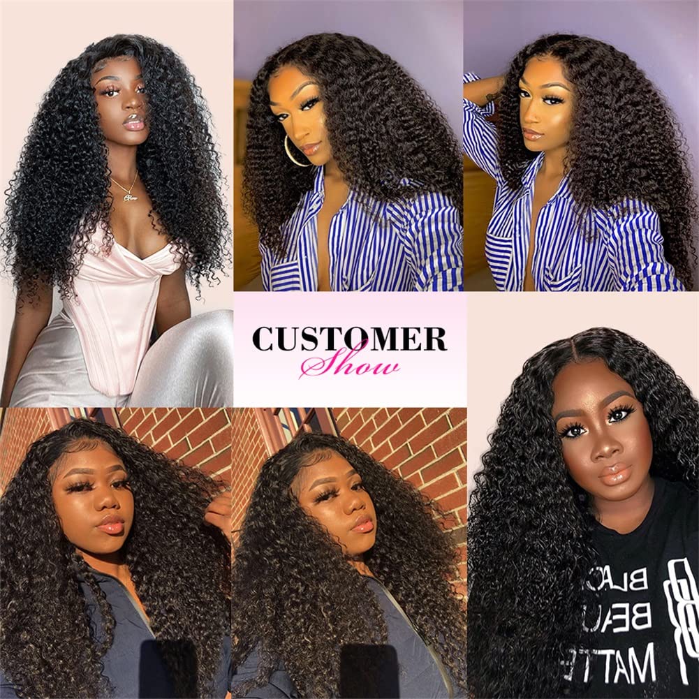 Bele Kinky Curly Lace Front Wigs Echthaar, 61 cm (51 Zoll), brasilianisches Kinky Curly HD, transpar