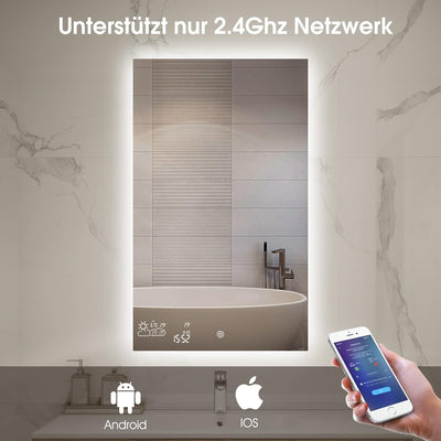 byecold Badspiegel mit LED Beleuchtung 100x60CM, Badezimmerspiegel Antibeschlag, Bad Spiegel Wandspi