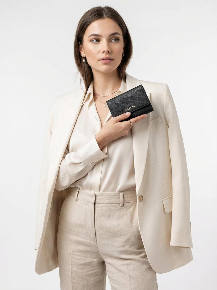 Lazarotti Bologna XL Leder Damen-Geldbörse | grosses Reissverschlussfach, 15 Kartenfächer, RFID-Schu