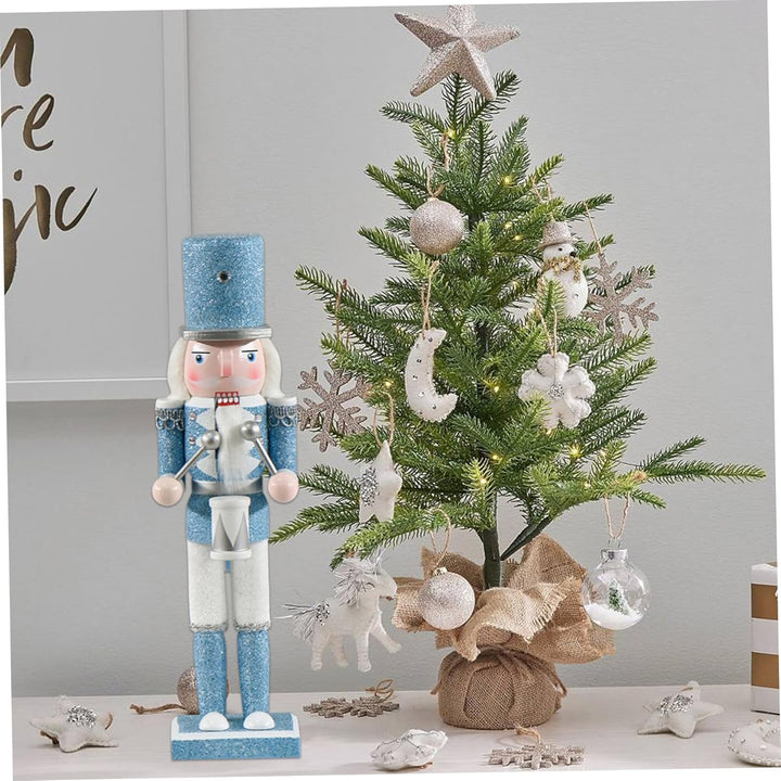 Nussknacker Weihnachtsdekor 12 Zoll Holz Nussknacker Soldat trommeln weisse und Blaue traditionelle