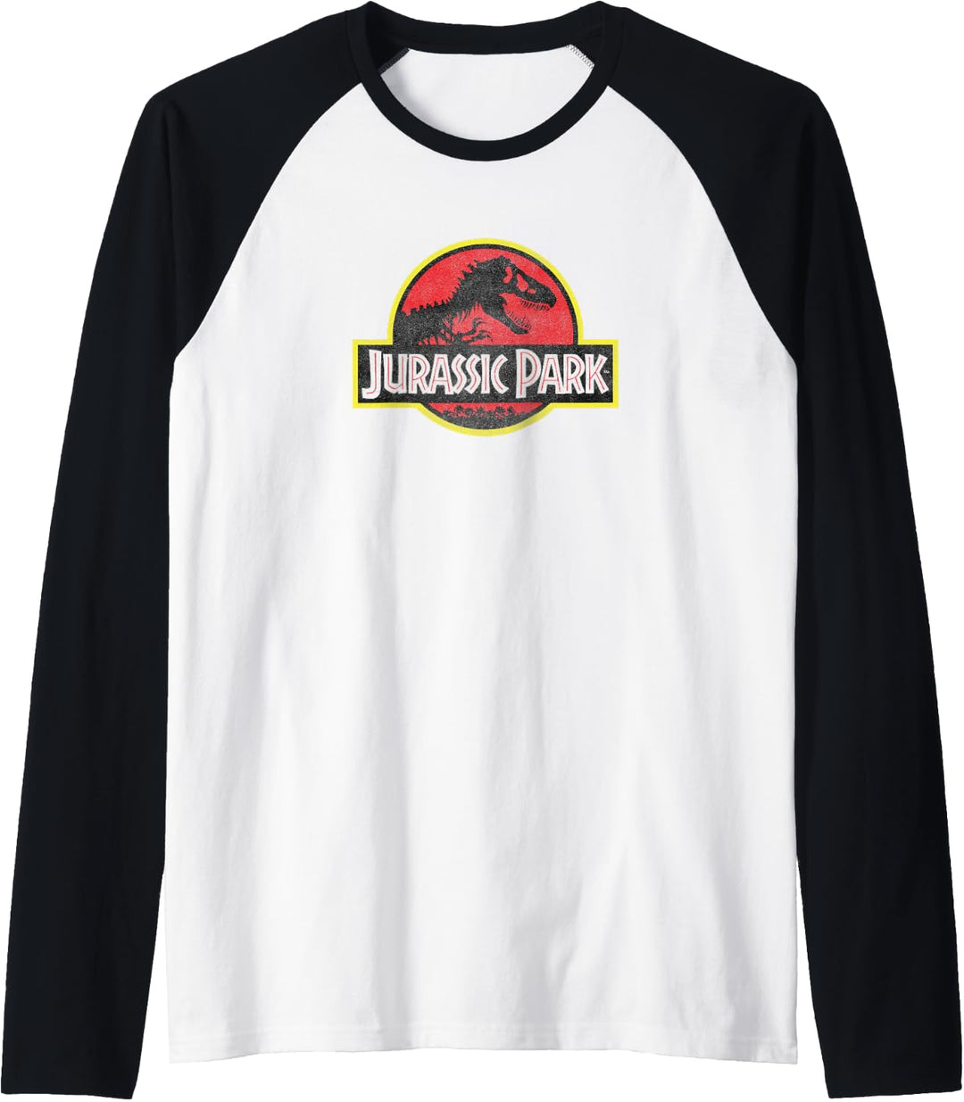 Jurassic Park Distressed Vintage Logo Raglan
