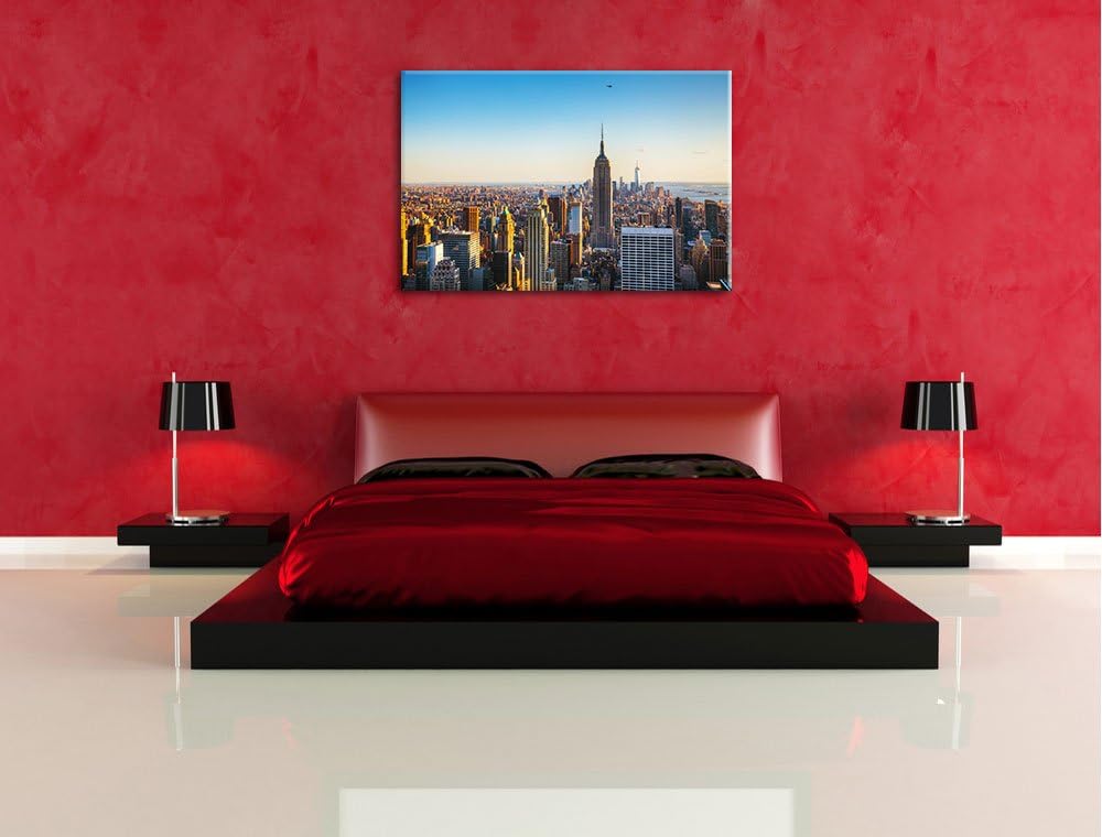 Empire State Building in New York Format: 100x70 auf Leinwand, XXL riesige Bilder fertig gerahmt mit