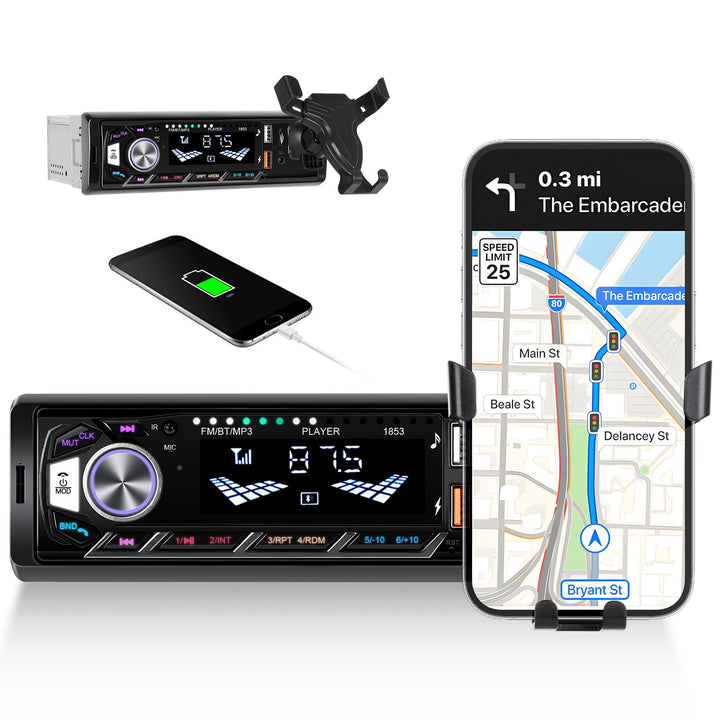 SIXTOP 1Din Autoradio Bluetooth Freisprecheinrichtung, 1Din Radio mit FM Radio, MP3 Player unterstüt