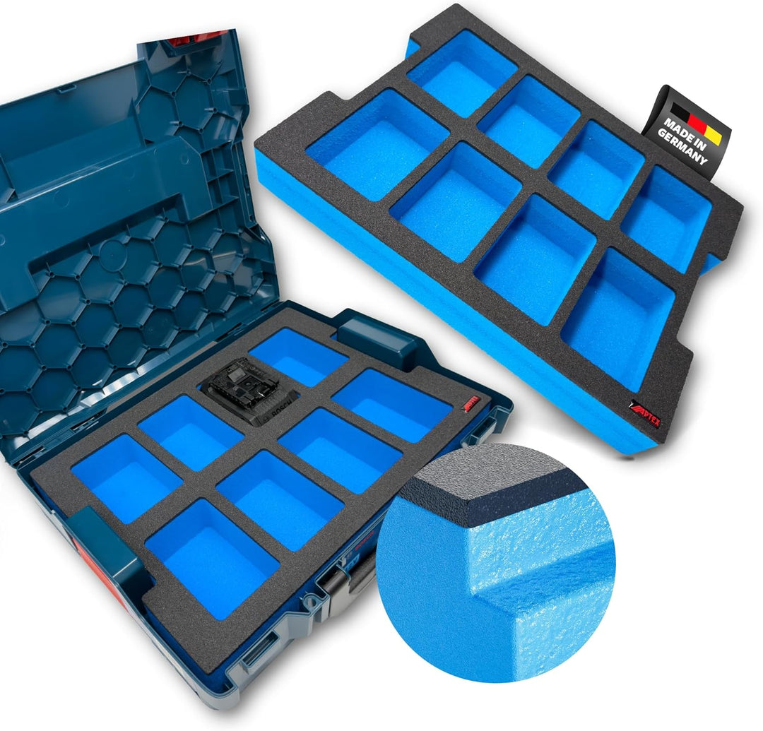 APTEX Schaumeinlage passend für 8x Bosch Akkus 18V ProCore 5.5Ah, 8.0Ah für L-Boxx 136 G4, LB4