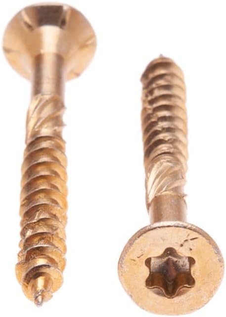 Holzschrauben, 6 mm, selbstschneidend, aus Kohlenstoffstahl, Torx, gelb, mit flachem Kopf, verzinkt,