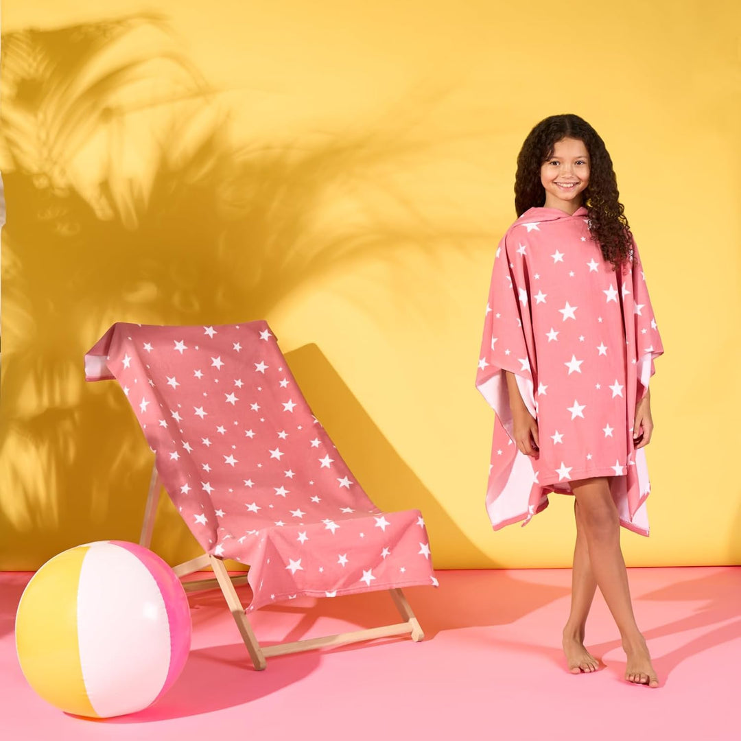 DREAMSCENE Kinder Poncho Handtuch mit Kapuze, Schwimmbad-Wickelmantel, schnell trocknend, weiche Mik