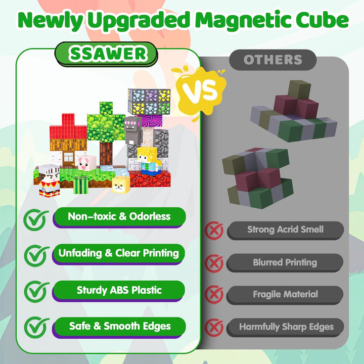 Magnetische Bausteine,150 Teile Magnetbausteine (Waldvulkan) | Montessori Kreative Spielzeug für Jun