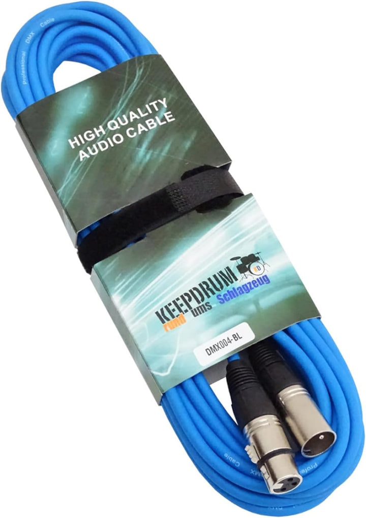 keepdrum DMX004 BL 10m DMX Kabel Blau 3-pol XLR-Lichtkabel 100Ohm 10m