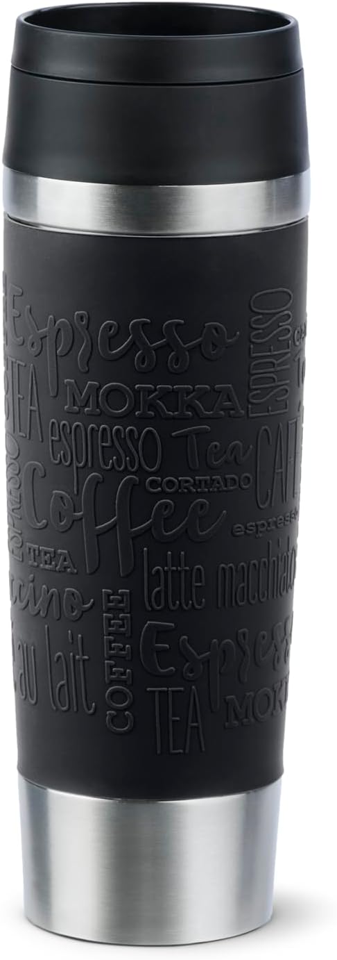 Emsa N20220 Travel Mug Classic Isolierbecher 0,5 Liter | neuer Komfort-Schraubverschluss | Edelstahl