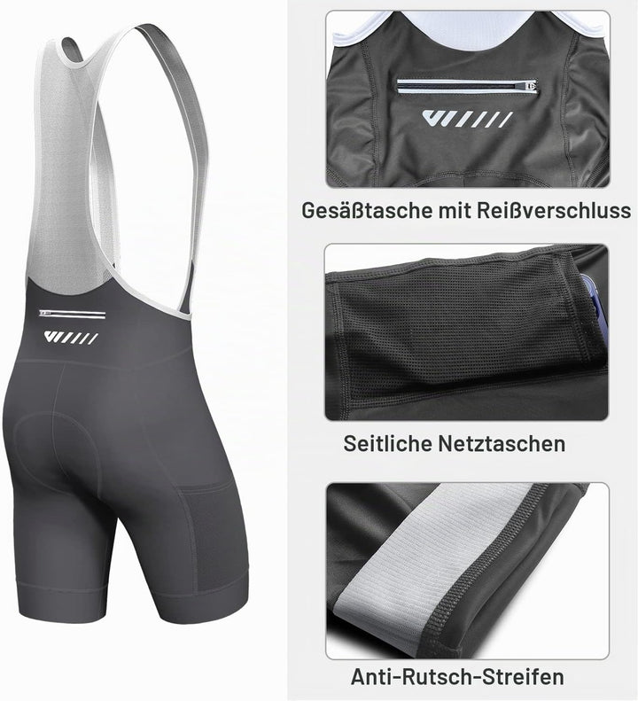 Lo.gas Herren Radfahren Bib Shorts, Gel Gepolstert Mit Taschen, Atmungsaktiv Quick-Dry für Männer S