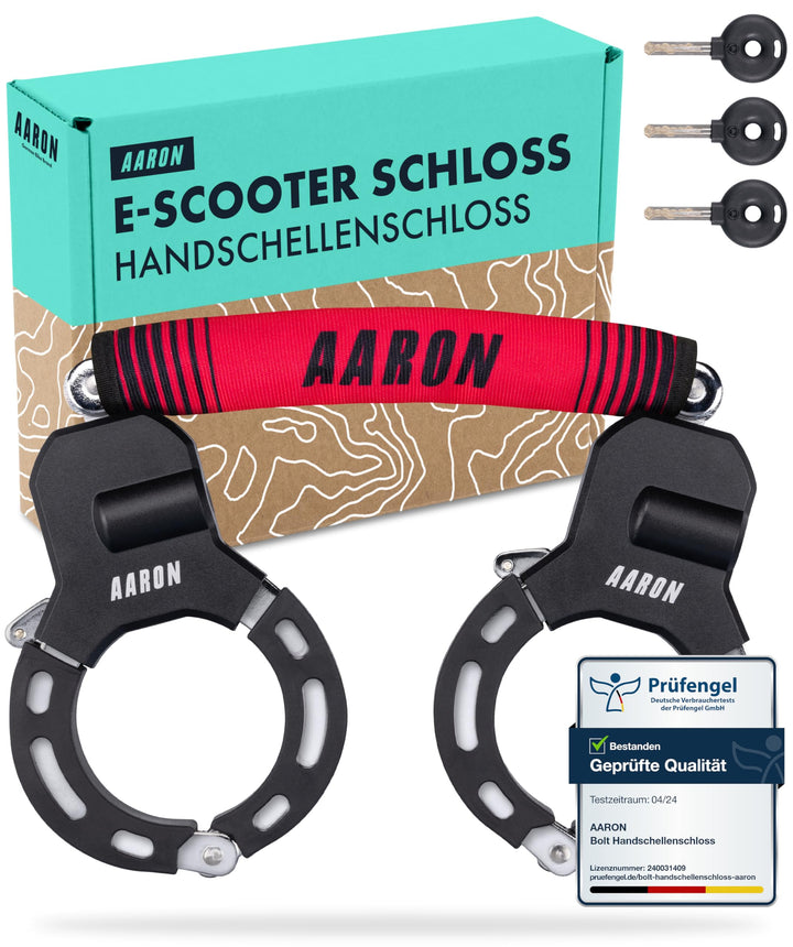 AARON Handschellenschloss für E-Scooter - Hochsicherheits-Design - Flexibles Fahrradschloss mit Stah