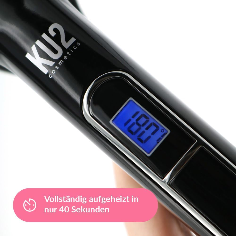 KU2 Cosmetics Haarglätteisen Bold I Extra breite 37 mm Keramik-Platten, LED-Display I 130–220 °C & 4